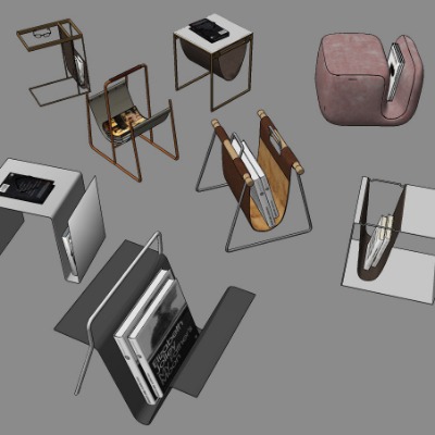  现代报刊架杂志架su模型下载 