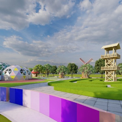  现代儿童游乐园游乐场su模型下载 