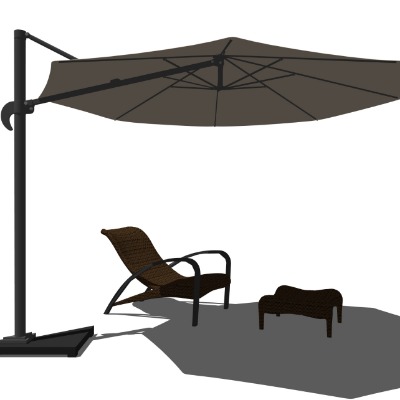  现代户外躺椅su模型下载 