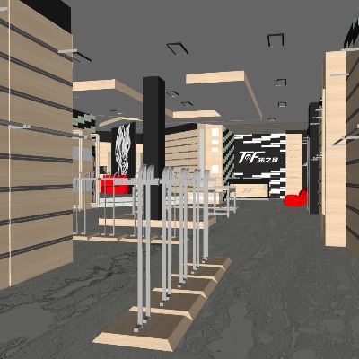  现代服装店su模型下载 