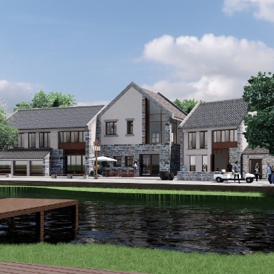  新中式古镇商业街su模型下载 