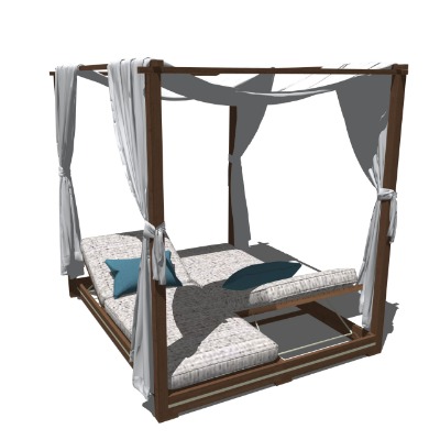  现代户外躺椅su模型下载 