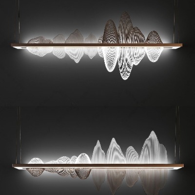  新中式山脉装饰灯su模型下载 