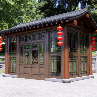  中式古建亭su模型下载 