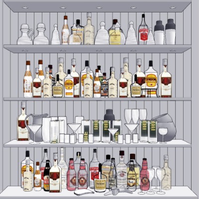  现代红酒洋酒酒杯su模型下载 