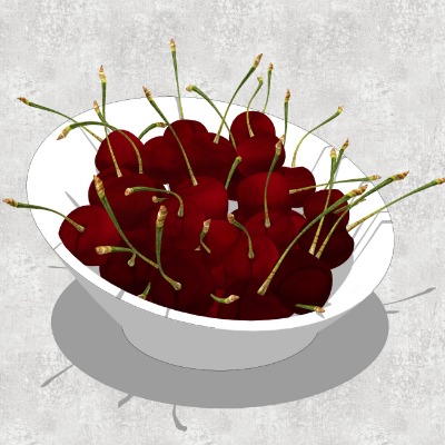  现代车厘子果盘su模型下载 