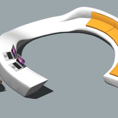  现代异形公用椅su模型下载 