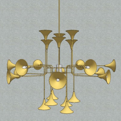  现代异形喇叭装饰灯su模型下载 