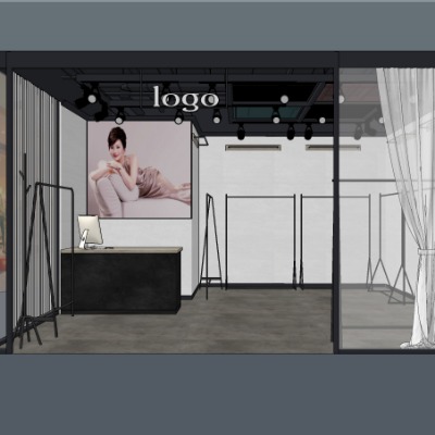  现代服装店su模型下载 