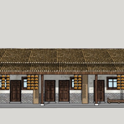  新中式乡村民居农家乐su模型下载 