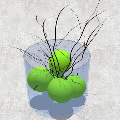  现代青苹果果盘su模型下载 