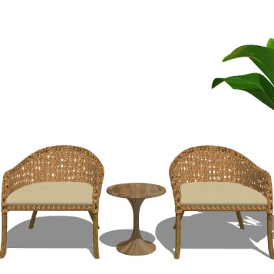  现代藤编户外椅su模型下载 