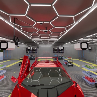  现代汽车修理店su模型下载 