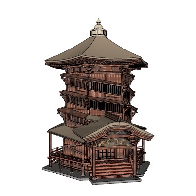  中式古建塔楼su模型下载 