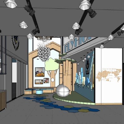  现代幼儿园早教中心su模型下载 