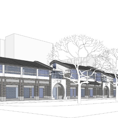  新中式商业步行街su模型下载 