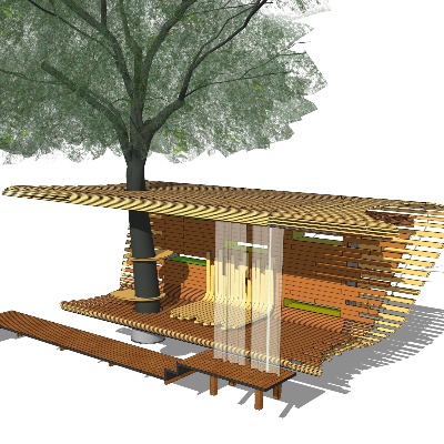  现代户外异形座椅su模型下载 