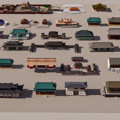  中式古建大殿su模型下载 