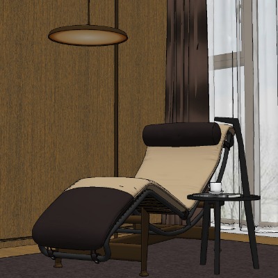  现代休闲躺椅su模型下载 