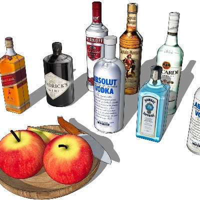  现代苹果酒水饮料su模型下载 