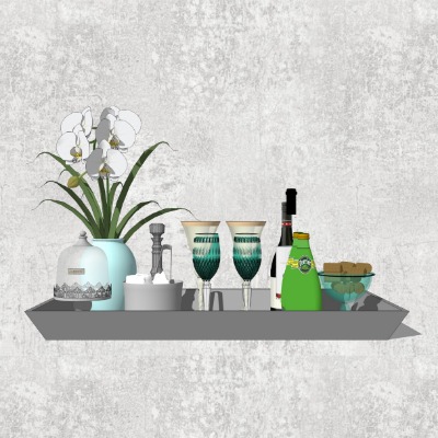  现代酒水饮料su模型下载 