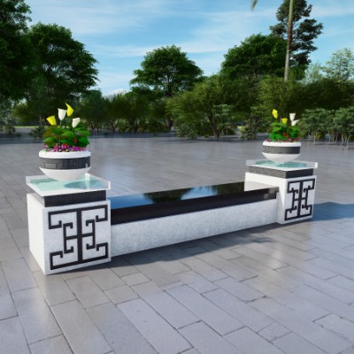  新中式景观座椅公用椅su模型下载 