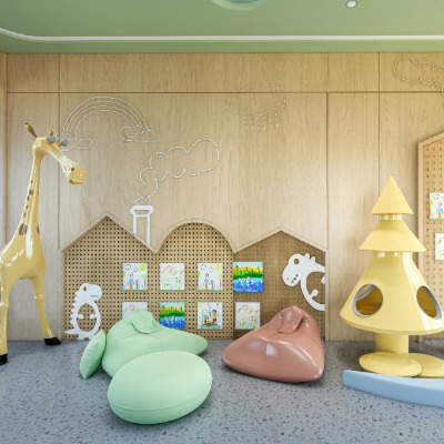  现代幼儿园大厅su模型下载 