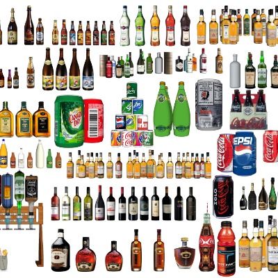  现代啤酒白酒酒水饮料su模型下载 