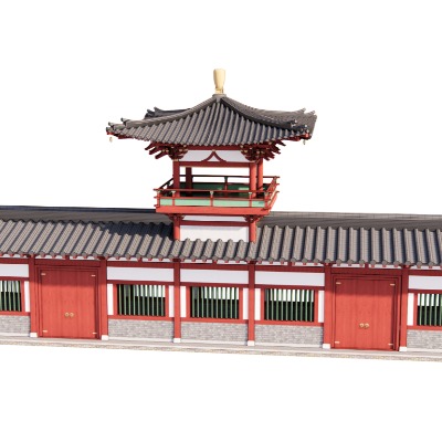  中式楼台古建外观su模型下载 