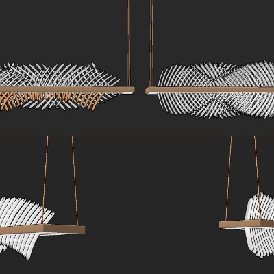  现代金属玻璃装饰灯su模型下载 