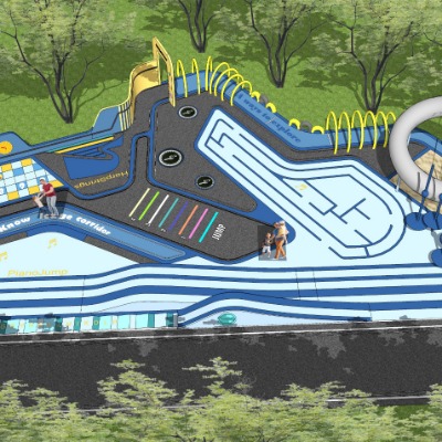  现代住宅小区儿童乐园su模型下载 