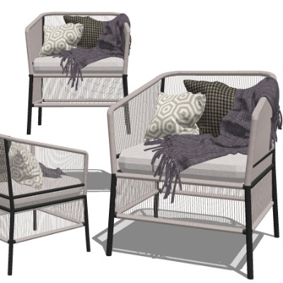  现代藤编户外椅su模型下载 