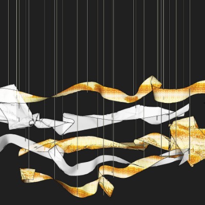  现代飘带装饰灯su模型下载 