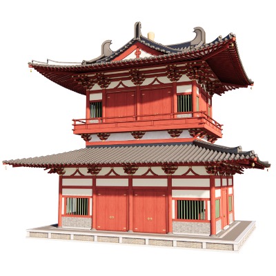  中式楼台古建外观su模型下载 