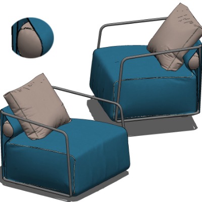  现代布艺休闲沙发su模型下载 