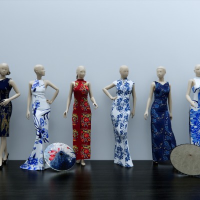  现代服装店服饰模特su模型下载 