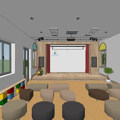  现代幼儿园教室su模型下载 