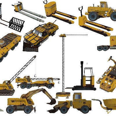  现代施工工程机械车su模型下载 