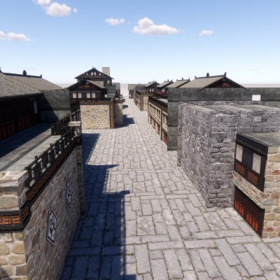  中式古建商业街su模型下载 