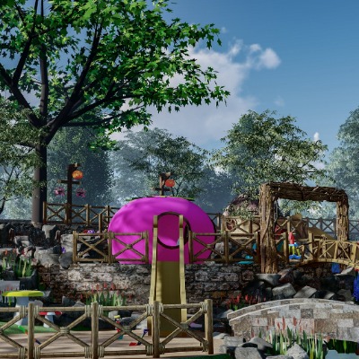  现代儿童游乐园su模型下载 