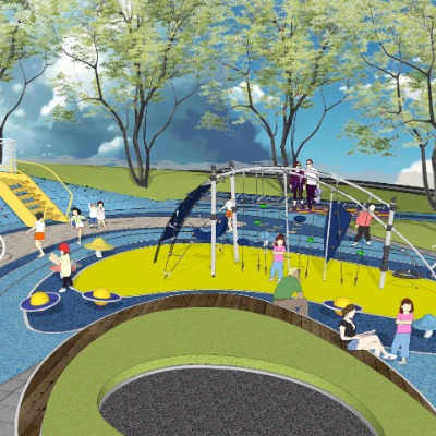  现代住宅小区儿童乐园su模型下载 