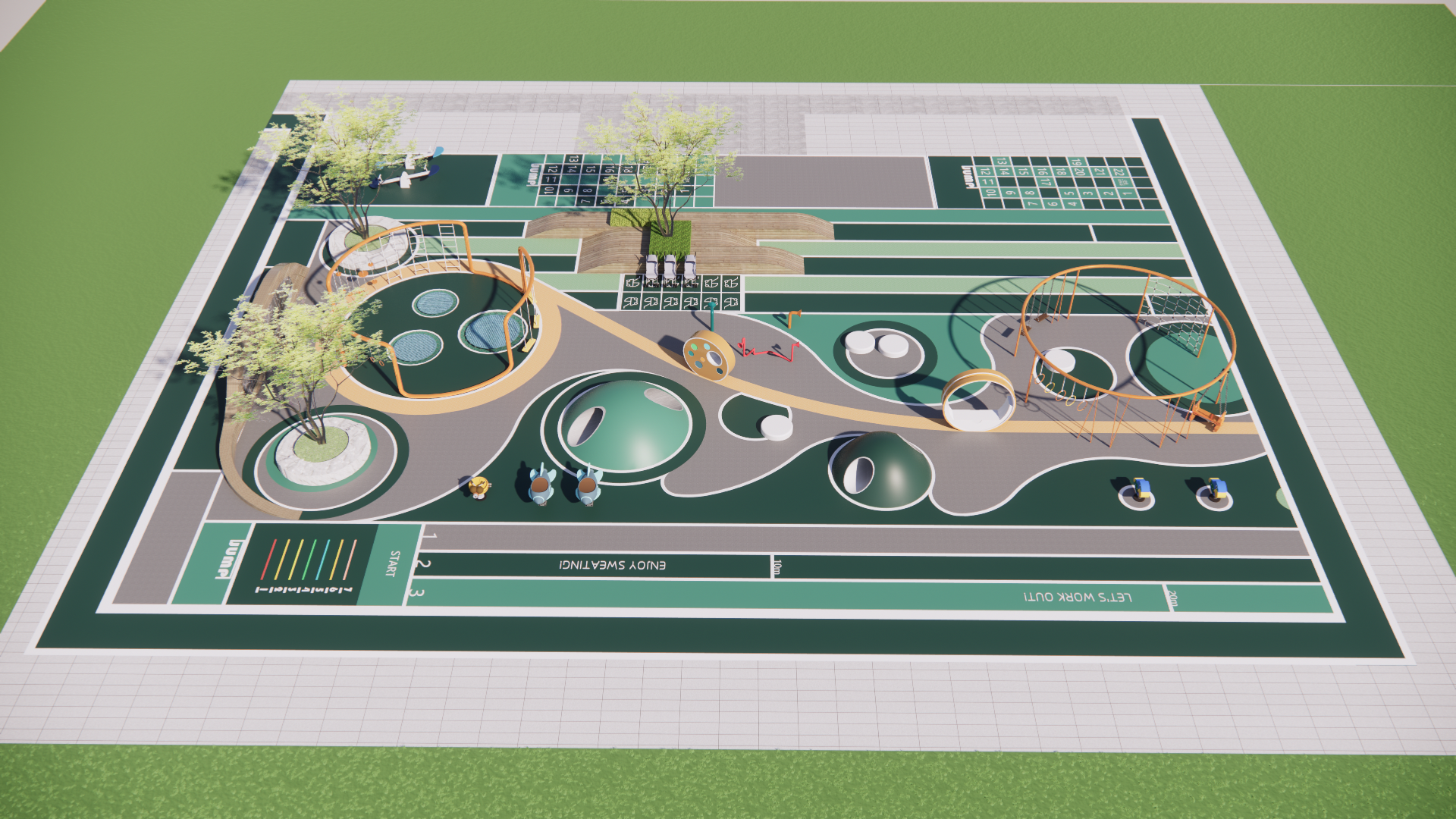  现代儿童游乐区su模型下载 