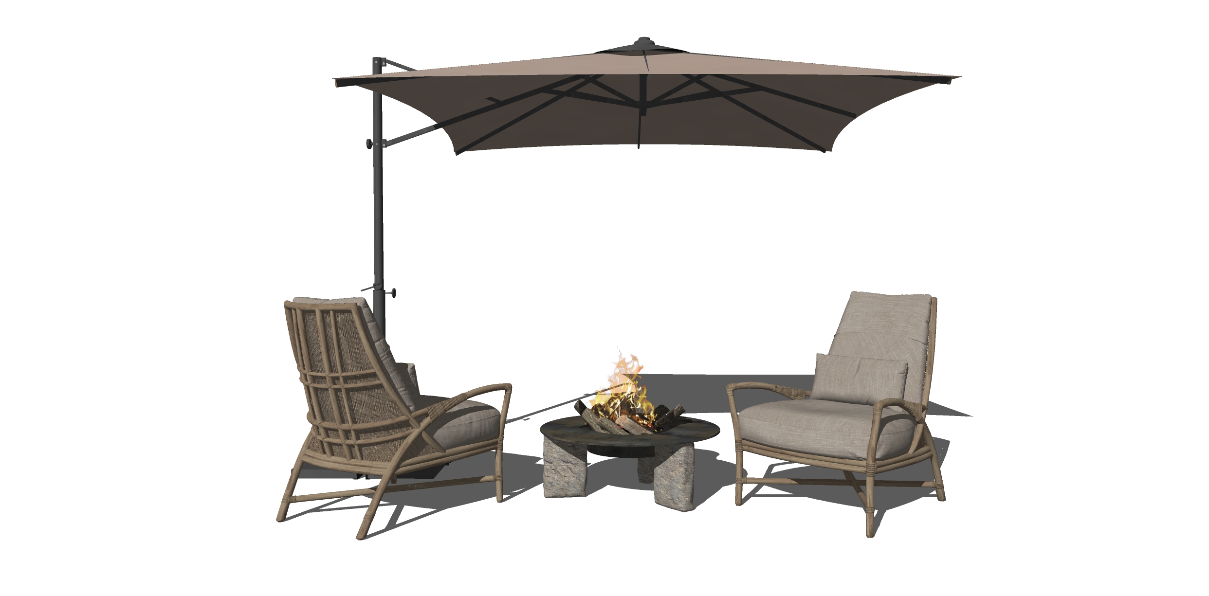  现代竹编户外椅SU下载模型 