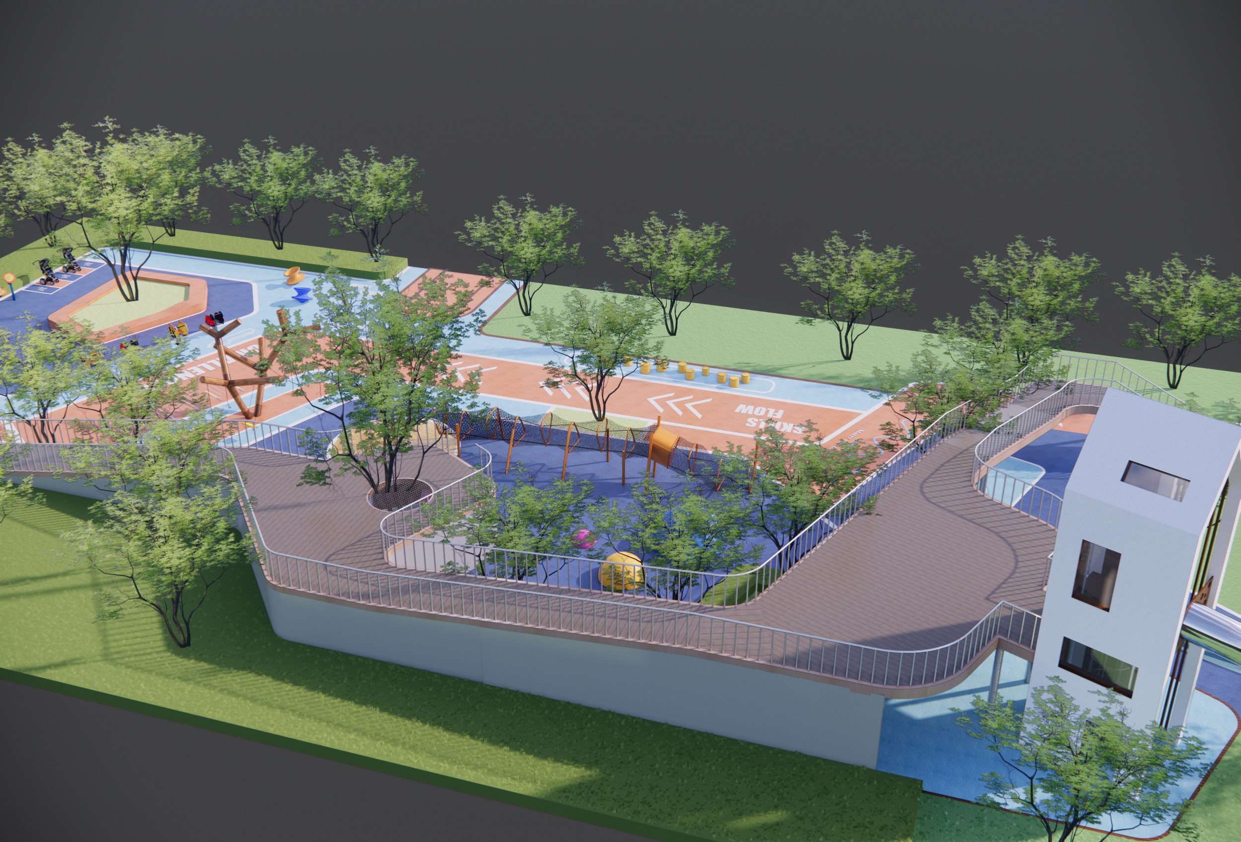  现代儿童游乐区su模型下载 