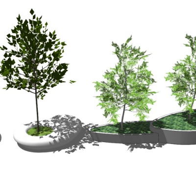  现代树池坐凳su模型下载 