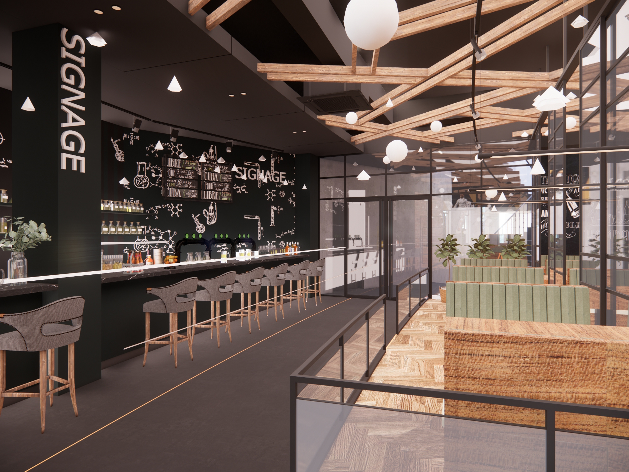  现代酒吧su模型下载 