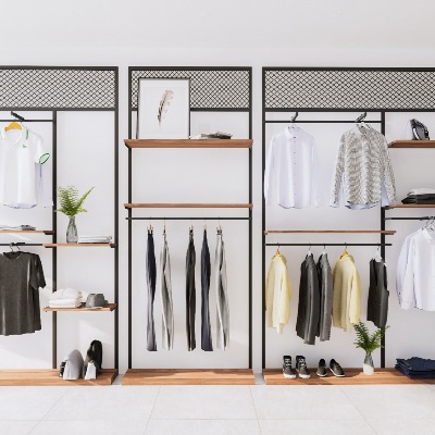  工业风服装店男装货架su模型下载 