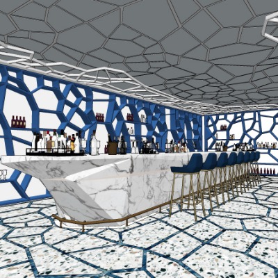  现代轻奢酒吧吧台su模型下载 