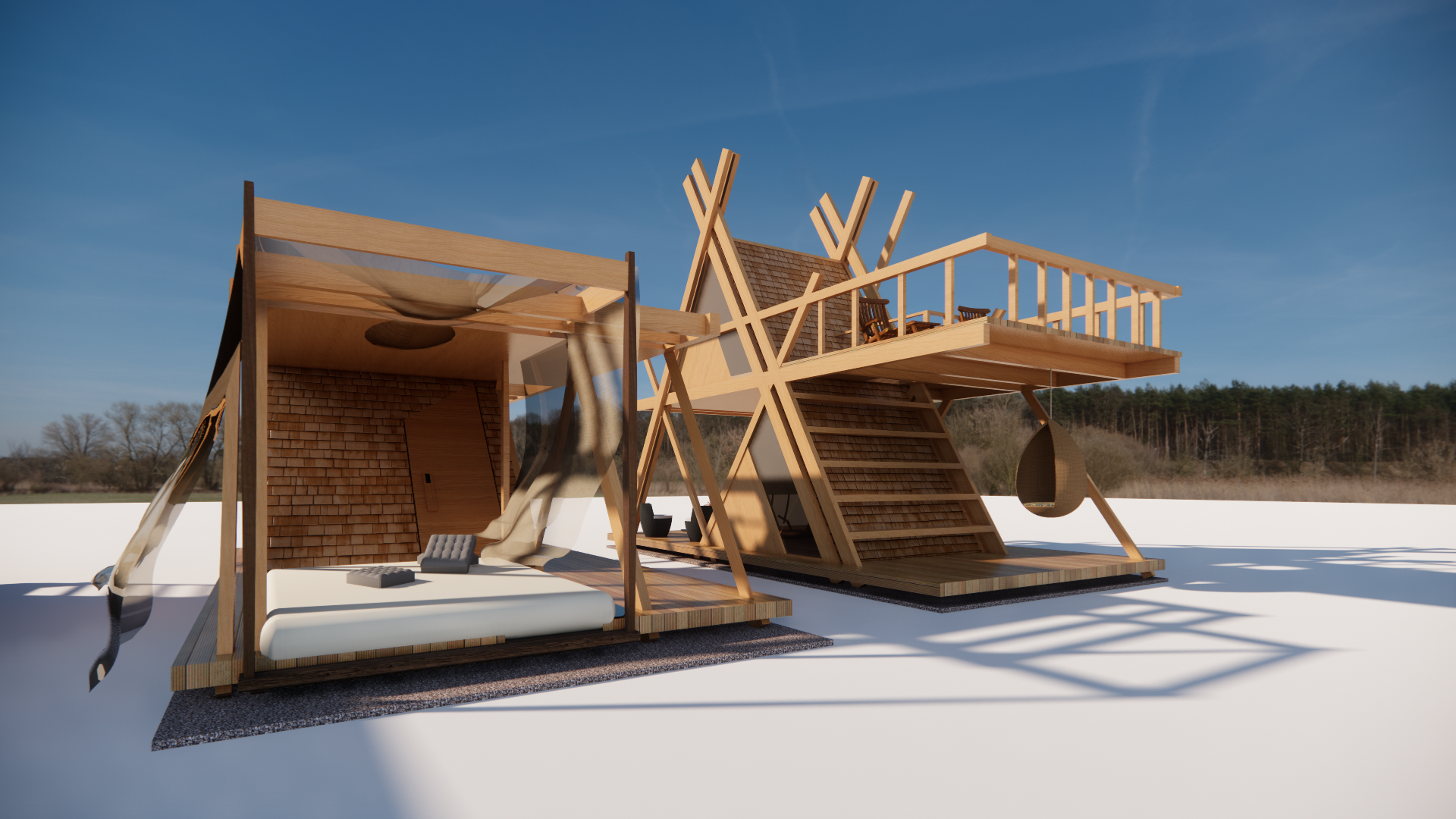  北欧景观树屋SU模型下载 