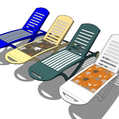  现代沙滩椅躺椅su模型下载 